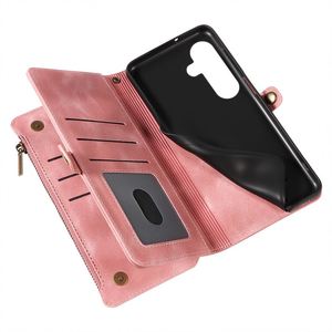 Blocage RFID PU cuir fermeture éclair sac à main sac à main rabat couverture avec fentes pour cartes porte-monnaie étuis pour Samsung S24 Ultra étui de téléphone - Product Image 6