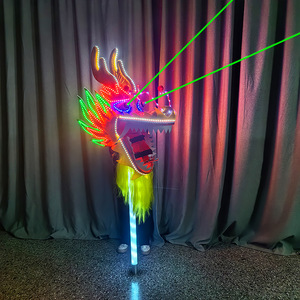 Tête de dragon illuminée par LED avec yeux laser pour spectacle de danse du lion, accessoires décoratifs colorés - Product Image 4