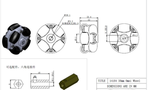 (1.5 นิ้ว) ล้อออมนิไดเรคชันแนลพลาสติกสองชั้น 38 มม. 14184 ล้อออมนิแบบกลไกขนาดเล็ก - Product Image 6