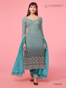 Pesado Santoon seda bordado encaje trabajo Salwar traje para mujer ropa de fiesta a granel precio de proveedor indio - Product Image 6