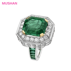 MUSHAN Jewelry Factory S925 Anéis De Prata Esterlina Luxo Musa Verde Alto Carbono Diamante Anel Esmeralda Noivado Casamentos Bandas - Product Image 1