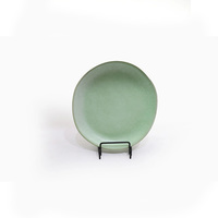 Service de table 4 pièces en grès céramique vert menthe, assiette à salade, finition mate, compatible micro-ondes et lave-vaisselle, style européen