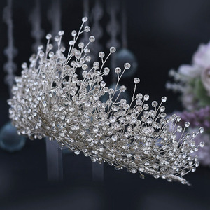 Couronne de mariage en cristal complet argenté brillant, diadème de princesse de luxe, accessoires de <span class=keywords><strong>cheveux</strong></span> <span class=keywords><strong>pour</strong></span> fête, bandeau <span class=keywords><strong>pour</strong></span> <span class=keywords><strong>cheveux</strong></span> - Product Image 5