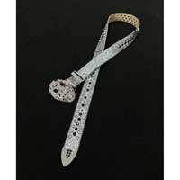Ceintures pour femmes, ceinture en strass, ceinture pour hommes pour jeans, boucle en métal motif masque d'horreur, strass scintillants en PU, style hip-hop pour jeans