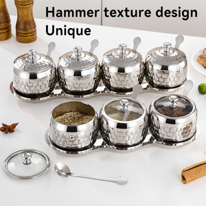 Cao cấp 304 thép không gỉ gia vị Jar đặt cấp thực phẩm muối có thể với Shaker nắp cho nhà bếp Sử dụng-ớt dầu gia vị hộp - Product Image 2