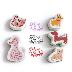 Set di Timbri in Gomma a Forma di Animali Carini per Bambini, per Scrapbooking, Diario, <span class=keywords><strong>Disegno</strong></span> Artistico, Giocattolo Educativo con Stampa Digitale - Product Image 1