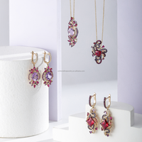 Premium 9K/10K/14K/18Kt or massif rubis carré et améthyste boucles d'oreilles à breloques pierres précieuses femmes filles fabricant de bijoux fins
