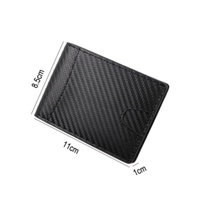 Hot Seller Genuine Leather Carbon Fiber RFID Blocking Slim Minimalist Custom Open Closure Man's Money Clip <b>Wallet</b> - Product Image 6