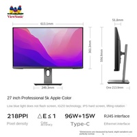 Monitor IPS de Pantalla Ancha ViewSonic VG2781-5K 5K con Interfaz DP Full HD de 60 Hz, Brillo de 450 cd/m, Tiempo de Respuesta de 4.5 ms