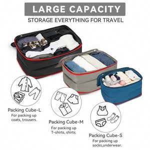 Cubes de rangement de voyage extensibles et élégants, certifiés BSCI, lot de 3, respirants, avec fermetures éclair renforcées - Product Image 5