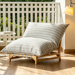Sillón Nórdico <span class=keywords><strong>de</strong></span> Madera <span class=keywords><strong>de</strong></span> Caucho Sólido con Tela Bouclé, Sillón Individual para Balcón, Sala <span class=keywords><strong>de</strong></span> Estar o Dormitorio - Product Image 5