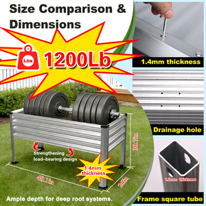 Jardinera Elevada de Acero Galvanizado con Patas, Jardinera Metálica Resistente para Vegetales, Flores y Hierbas - Product Image 2
