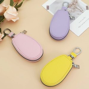 New Stock Lamb Pattern Leather Key Bag Unisex Zipper Key Chain with Charter Storage Function Small Leather Keychains - Product Image 4