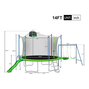 Zoshine 14FT <strong>Trampoline</strong> Kids Adults Recreational <strong>Trampolines</strong> Outdoor with Swing Slide Basketball Hoop and Ladder - Product Image 2