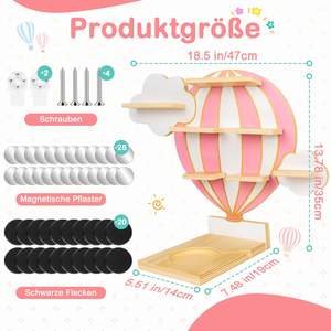 <span class=keywords><strong>Estante</strong></span> de pared Tonie Regal con diseño de globo aerostático y nubes, <span class=keywords><strong>estante</strong></span> de pie <span class=keywords><strong>para</strong></span> Toniebox y figuras, <span class=keywords><strong>estante</strong></span> <span class=keywords><strong>para</strong></span> Toniebox <span class=keywords><strong>para</strong></span> niñas y niños - Product Image 3