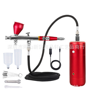Ensemble d'aérographes avec pompe à air, alimentation par gravité, double action, vitesse réglable, alimenté par USB, portable, pour travaux d'art, peinture de modèles - Product Image 1
