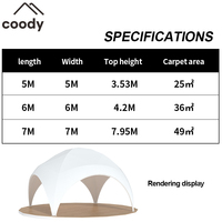 Tente de luxe imperméable pour l'extérieur, tente carrée pour fêtes, tente de glamping, tente dôme carrée Coody