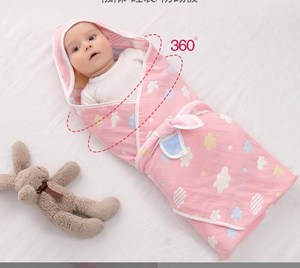 100% Algodão Orgânico Roupão Soft Bamboo Animal Hood Kids Woven Gaze Toalha Cobertor Apresentando Solid Dot Newborns' Lança - Product Image 3