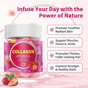 Wholesale Beauty Skincare Collagen Gummies Hydrolyzed Fish Collagen Peptides <strong>Vitamin</strong> C Supports Skin <strong>Digestion</strong> for Women - Product Image 3
