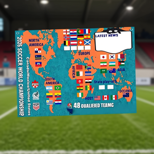 2026 Soccer World Championship Map <b>Poster</b> 48 Qualified Teams Wall Decoration - Product Image 3