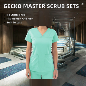 Conjuntos de Uniformes de Enfermería Tejidos GECKO MASTER, Uniformes Médicos de <span class=keywords><strong>Manga</strong></span> <span class=keywords><strong>Corta</strong></span> Unisex, <span class=keywords><strong>Bata</strong></span> Quirúrgica de Hospital con Fusión sin Costuras - Product Image 2