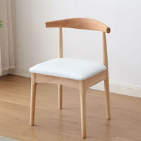 Fauteuil de salle à manger moderne en bois massif, siège de cuisine rembourré, chaise d'appoint de style mid-century pour restaurant, café, maison