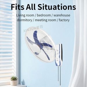 Grote wandgemonteerde mechanische plastic elektrische ventilatoren met 5 bladen, 16 inch, oscillerend, energiezuinig, klasse lage geluidssterkte, voor restaurants - Product Image 2