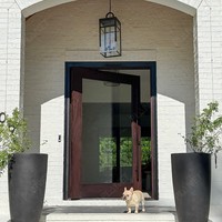 Porte d'entrée pivotante en bois massif avec impostes latérales, design personnalisé insonorisé pour villa