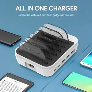 65W USB Charging Station 5 IN 1for Multiple Devices For Phones /Electronics Product/Power Bank Suitable For Office /Home