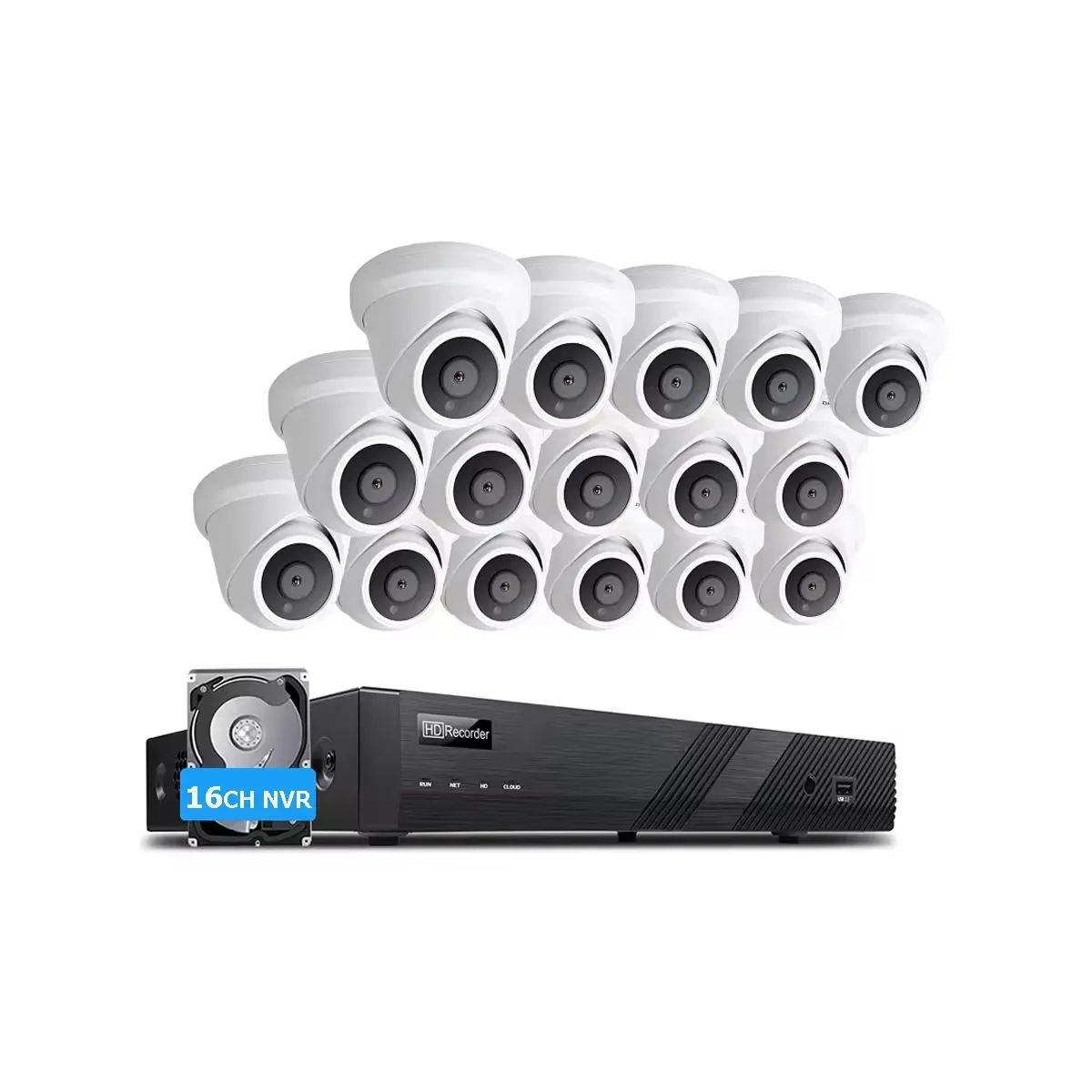 4k 6MP 16 CH an ninh Hệ thống camera 16pcs CCTV Kit PoE 8MP trong nhà ngoài trời dome có dây giám sát video với âm thanh với 8TB HDD