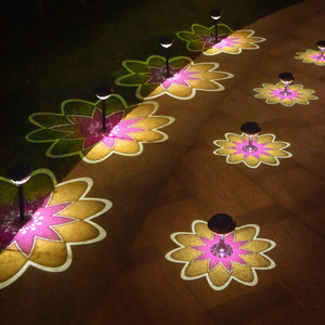 Lampe solaire de jardin au design géométrique solide, multicolore, pour balcon extérieur, lumière nocturne, durée de vie de 50 000 heures, F10 - Product Image 1
