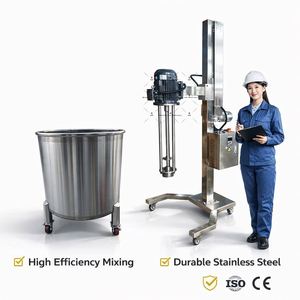 Mezclador Homogeneizador de Alta Velocidad y Alto Cizallamiento de Acero Inoxidable de Grado Alimenticio Tipo Elevador para Cosméticos, Champú y Carbomer - ¡Gran Oferta! - Product Image 4
