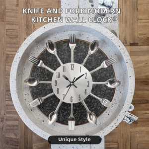 Yaratıcı Ev Dekorasyonu Mutfak Bıçağı Çatal İğne Görünümlü Analog Duvar Saati Metal Modern Kuvars Oturma Odası Duvar Saati - Product Image 2