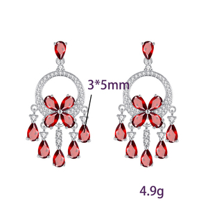 Boucles d'oreilles à pampilles florales en pierre naturelle taille poire 3*5mm, style vintage, en argent sterling 925, bijoux en cristal français pour femme - Product Image 6