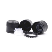 Bouchon à vis en plastique noir et or 31,5 mm 33 mm pour bouteille d'huile d'olive non rechargeable avec insert en plastique