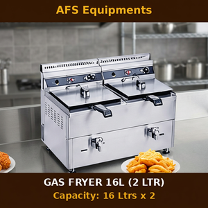 เครื่องทอดแก๊ส AFS ขนาด 16 ลิตร (2 ลิตรต่อถัง) สแตนเลสเกรดเชิงพาณิชย์ ใช้แก๊ส LPG แบบสองถัง - Product Image 2