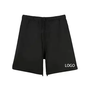 Pantalones cortos de algodón con cordón para hombre y mujer, ropa deportiva masculina de entrenamiento de felpa francesa, largos y personalizados, con forro polar, disponible en color blanco