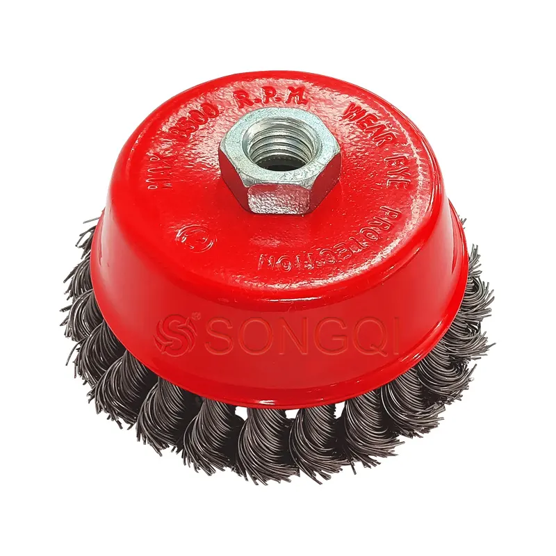 SongQi Twisted Knot Crimped wire Cup Brush Rotary Steel Wire Brush For Angle Grinder Cleaning and Polishing metal surface