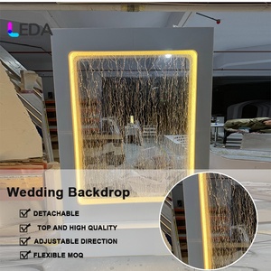 LEDA Modern Gold Light Display Premium Quality <b>Backdrop</b> with High Gloss Finish for Wedding <b>Parties</b> - Product Image 2