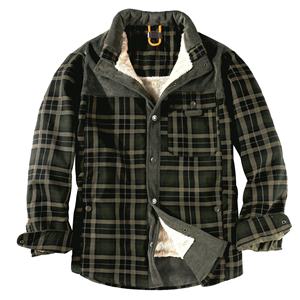 Custom Men's Casual Outdoor Autumn Winter Windproof Long Sleeve Plaid Work Flannel <strong>Lined</strong> Mens <strong>Fleece</strong> Jacket <strong>Shirt</strong> - Product Image 3