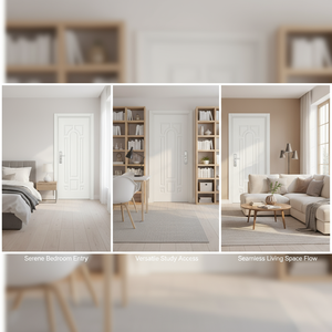 Portes Intérieures en Bois, Portes d'Entrée en Métal et Acier, Panneaux en Bois Blancs, Portes Intérieures Turques Blanches 32x80 pour Chambre à Coucher - Product Image 5