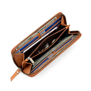 Men's Handwoven Long Leather <b>Wallet</b> Genuine Cowhide Zip-Around Clutch with Multi-Card Slots Vintage Brown Business Cash Pho - Product Image 2
