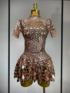 Vestido Corto de Mujer con Lentejuelas Brillantes para Actuaciones en Escenario, Fiestas de Cumpleaños, Discotecas, Festivales, Atuendo Sexy - Product Image 1