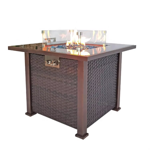 Table de foyer à gaz en rotin et osier pour l'extérieur au design élégant avec 40000 BTU de carburant au propane autoportante - Product Image 2