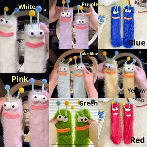 Chaussettes mi-mollet en peluche épaisses en acrylique jacquard pour couple, série de dessins animés drôle de la chenille, pour jeunes femmes, hiver, maison, sol, sommeil, chaudes - Product Image 3