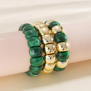 Ensemble de 3 bracelets extensibles de luxe en alliage de métaux précieux, forme de boule, pour homme et femme, cadeau d'anniversaire de mariage - Product Image 2