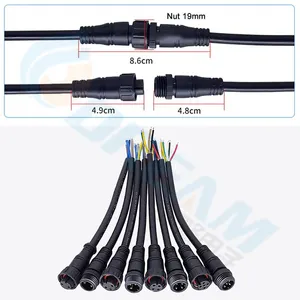 Dream-Start IP67 Waterproof CQC Cable Connector Male To Male Single Phase With 2/3/4/5 Pins For Automotive Use