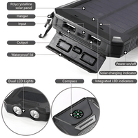 Batterie solaire 20000 mAh, choix économique, double port USB, entrée Type-C, batterie polymère étanche pour usage quotidien et extérieur