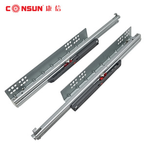 Consun <b>Drawer</b> <b>Slides</b> 1.8mm Cold-Rolled Steel 22-10 Inch Soft Closing Furniture Silent Track - Product Image 3