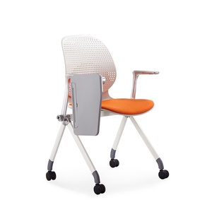 Silla Plegable de Diseño Moderno para Capacitación, Reuniones y Conferencias con Tableta de Escritura y Ruedas - Product Image 1